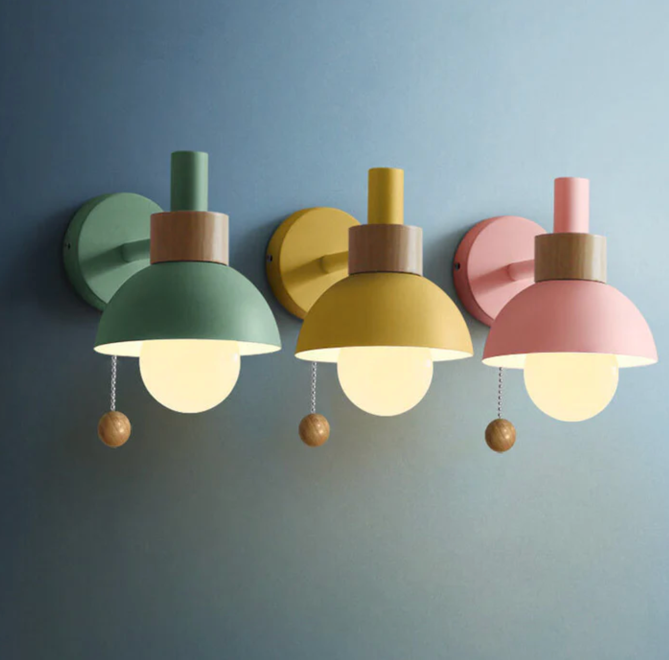 Wandlamp met Trekketting Moderne Houten Accent Sconces