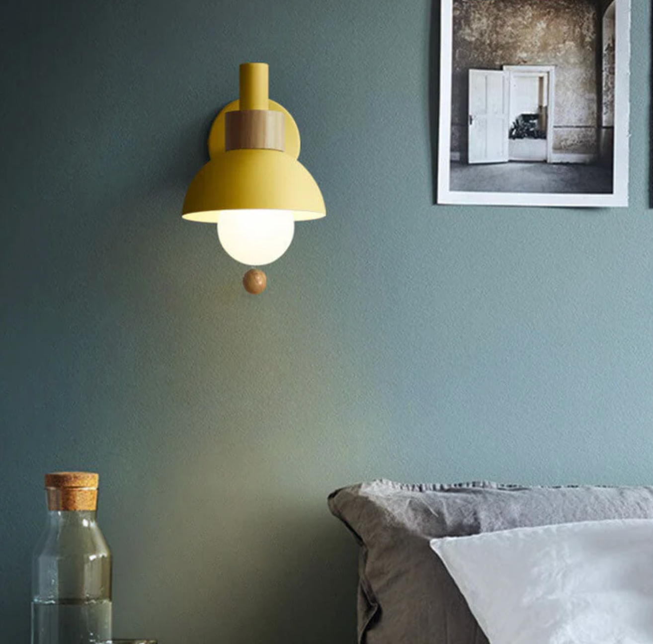 Wandlamp met Trekketting Moderne Houten Accent Sconces