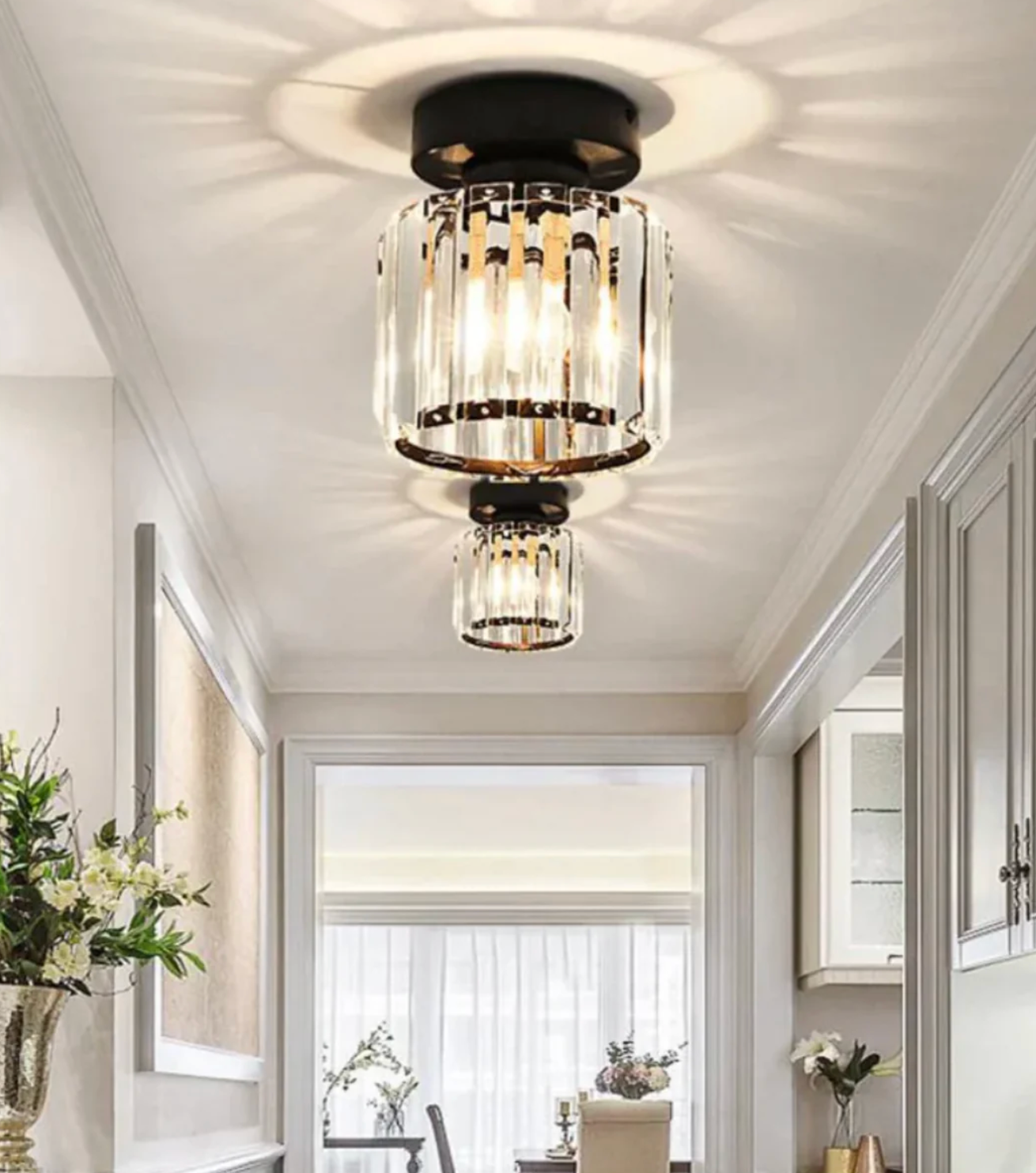 Moderne Kristallen Plafondlamp Glam Flush Mount Glazen Lamp