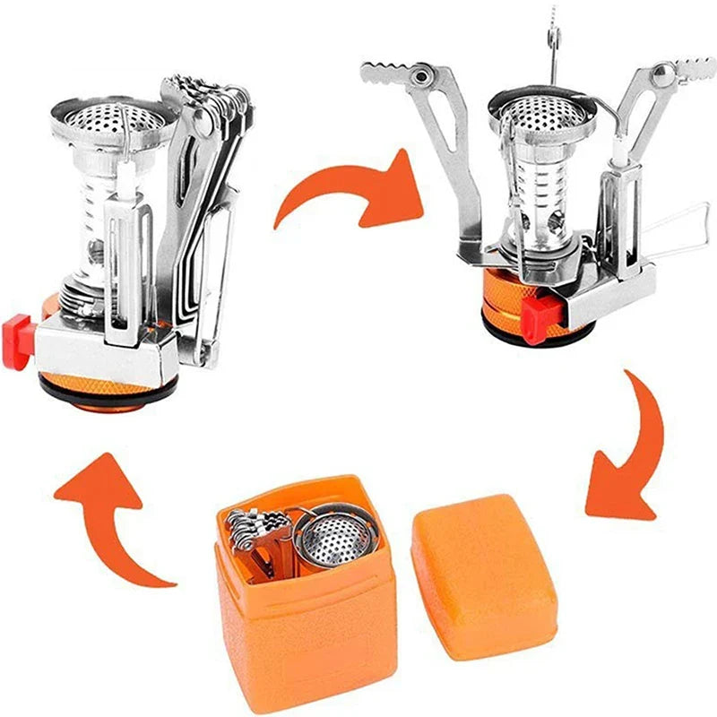 Draagbare Outdoor Camping Gasfornuis: Aluminiumlegering Ultra-Licht Camp Stove voor Picknick Koken - Essentieel Campingaccessoire voor Overlevingsoven