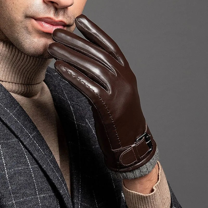 Leren Handschoenen Met Kasjmier Manchetten Voor Koude Winterweersomstandigheden