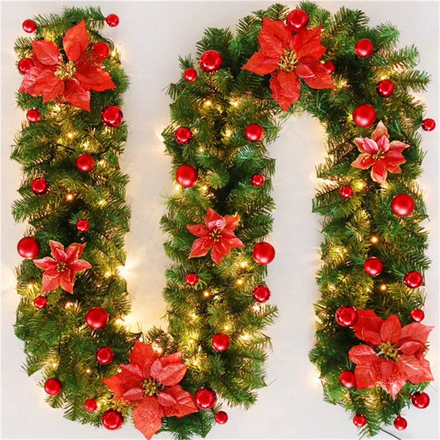 Luminarae | Kerstguirlande 2,7 m | Met LED-verlichting & dennen takken | Voor open haard, trapleuning & deurdecoratie | 5 Kleuren