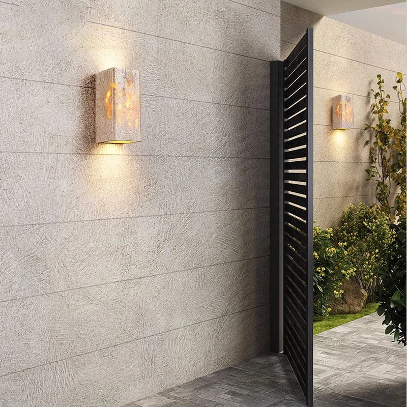 Travertijn Steen Minimalistische Buiten LED Wandlamp