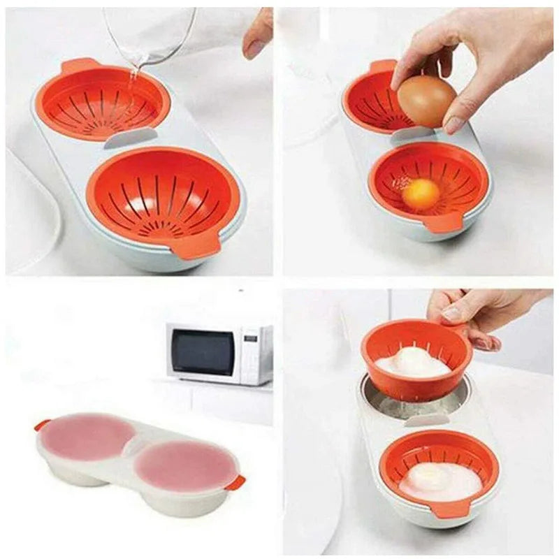 GourmetNest Luxe Eierscheider Set | Premium dubbele kop magnetron ei-koker voor perfect gestoomde eieren elke keer