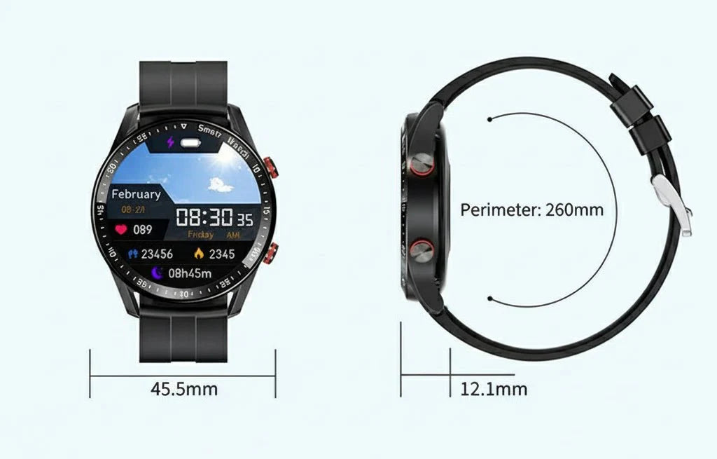 CARDIOTRON – Premium Heren-Smartwatch met ECG+PPG & Belfunctie