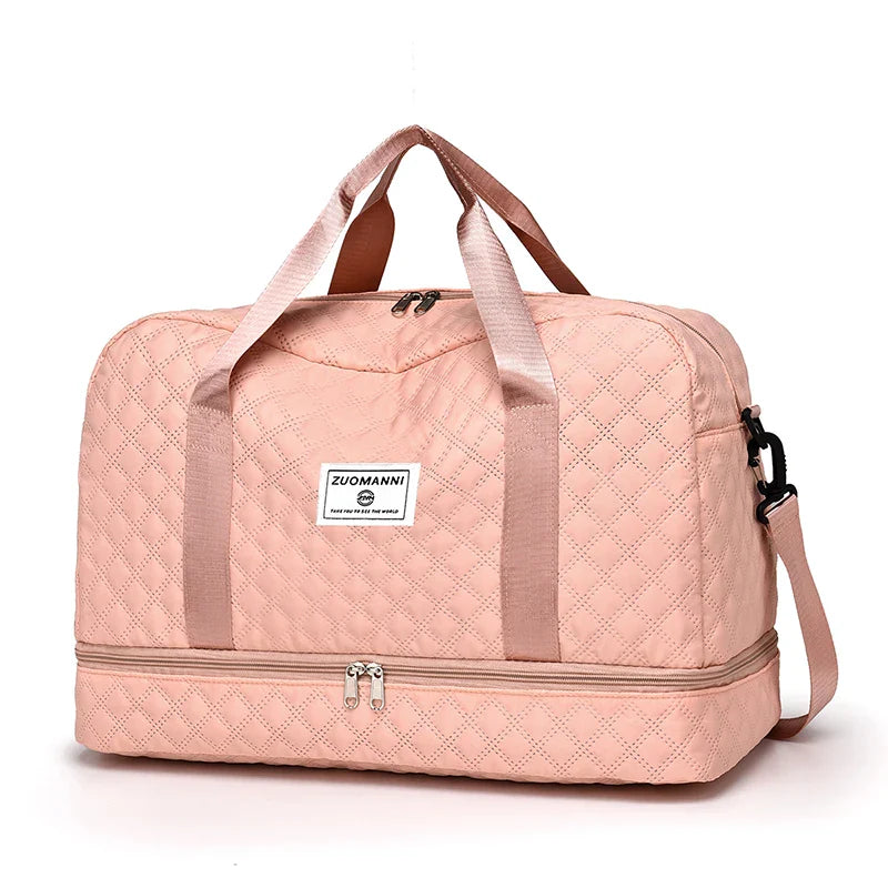 Raumio TravelFlex Lichte Reisetas met Ruitpatroon | Grote Sport- & Weekendtas met Schoenenvak & Vochtvak | Handbagagegeschikt & Opvouwbaar
