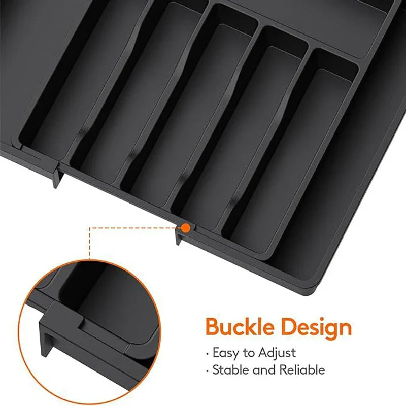 Modulora Besteklade-inzet | Uittrekbare bestek-organizer | Verstelbaar opbergsysteem van PP | 38×35 cm