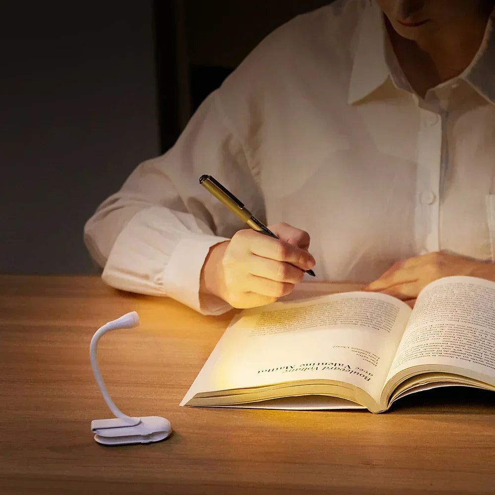 Mini Boeklamp - Draagbaar Clip-On Nachtlampje met USB-oplading, dimbaar LED voor Slaapkamer, Oogbescherming en Kamperen - 360° Draai Clip Boeklamp