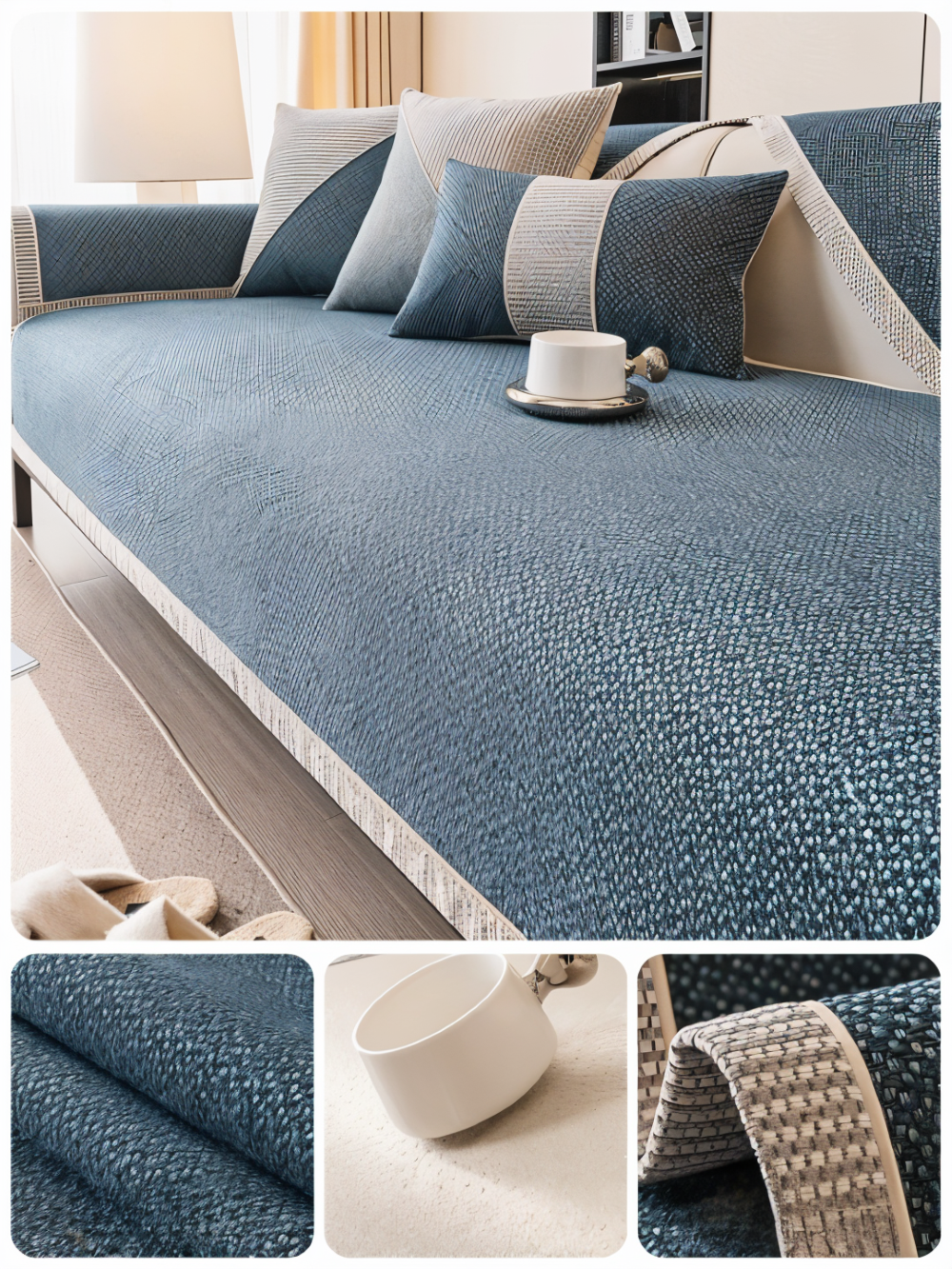 Effen Plain Sofabescherming - Duurzaam Katoen & Linnen Polyester Antislip Bankhoes