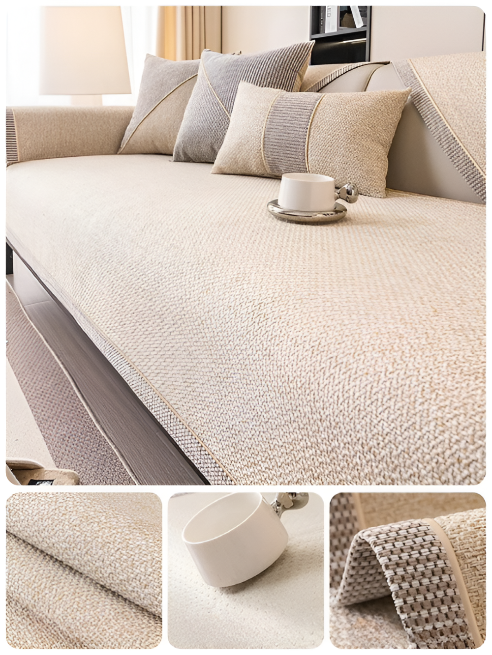 Effen Plain Sofabescherming - Duurzaam Katoen & Linnen Polyester Antislip Bankhoes