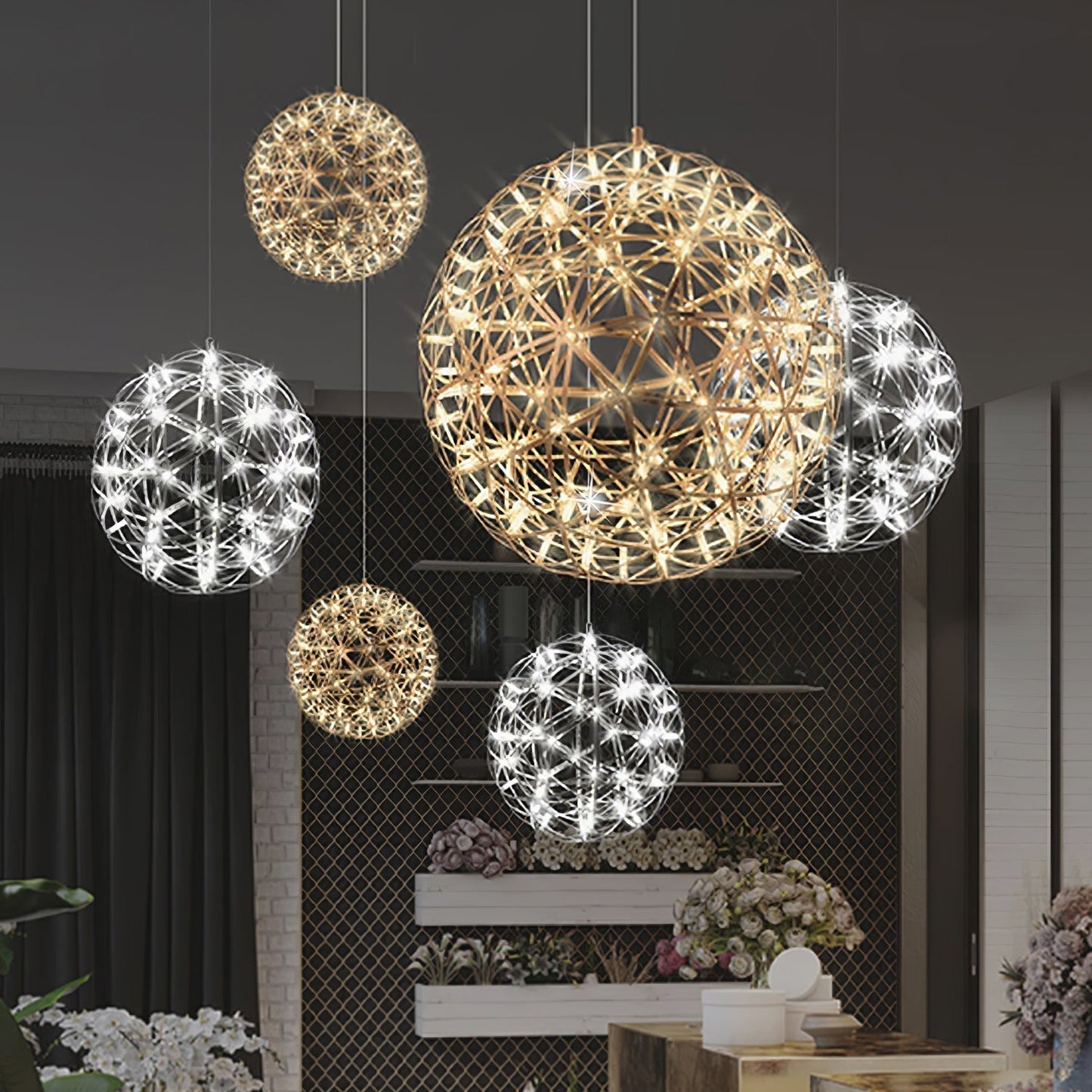 Ivthayra Luxe Postmoderne Gouden Bol Hanglamp