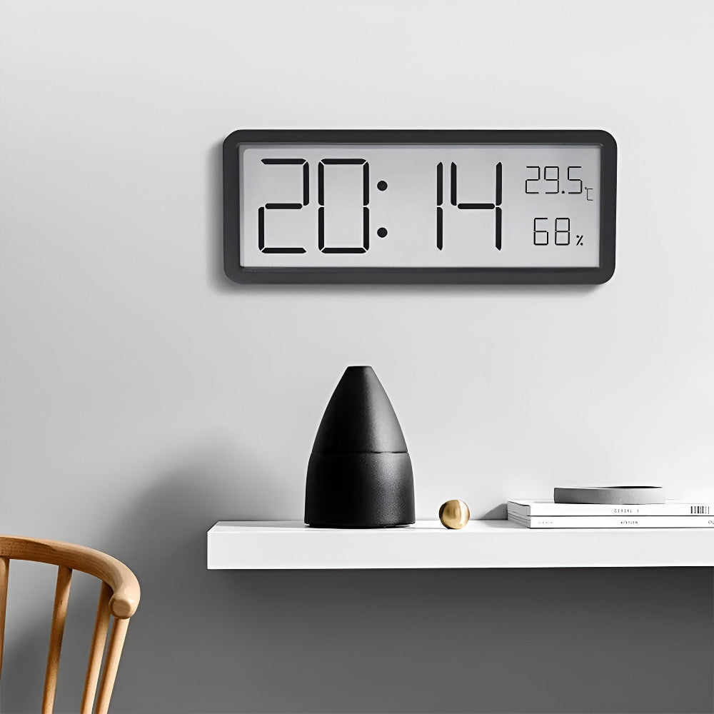 Digitale LED-Wandklok – Groot Display met Temperatuur- en Vochtigheidsweergave