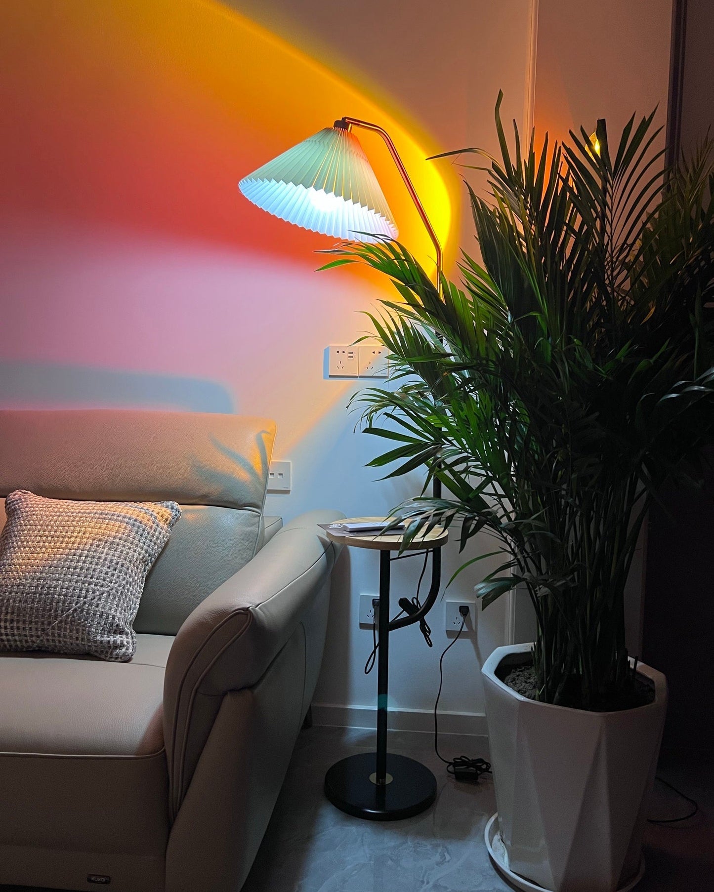 LED Kleurenprojector Vloerlamp | Minimalistisch Halo Licht Effect