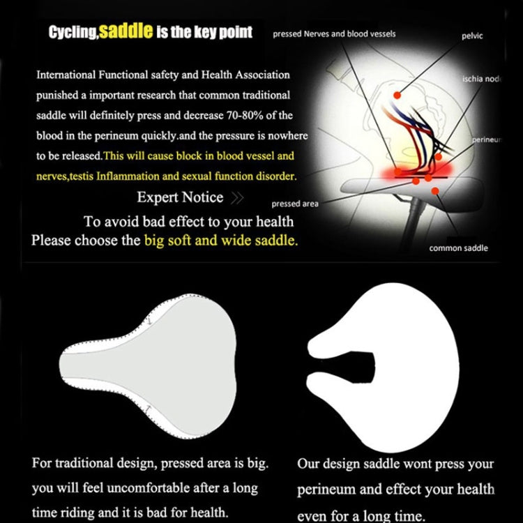 Brehn | Noseless Fiets Zadel Mountainbike Verdikte Zachte Padding (Zwart)
