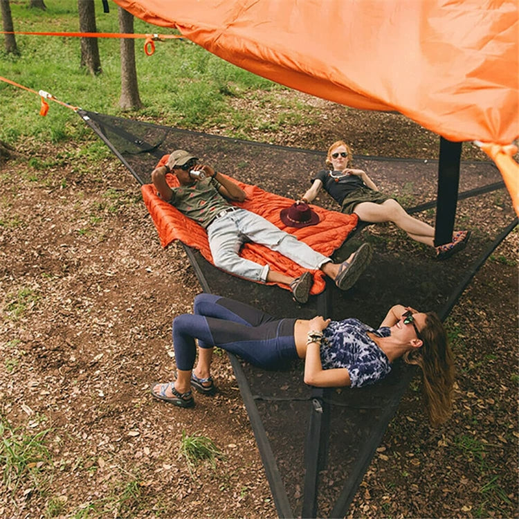 2,8 m Familie Buiten Draagbaar Lucht Tent Meerpersoon Camping Driehoek Hangmat (Zwart)