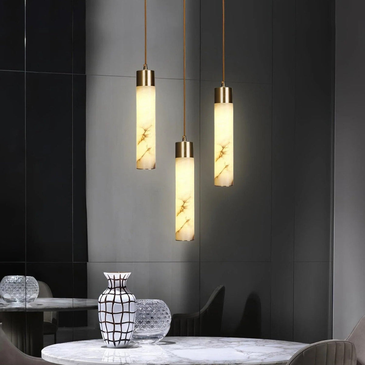 Ethereal Stone Glow Sculpturale Stijl Alabaster Hanglamp