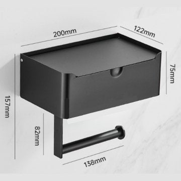 Tissuebox | Toiletpapierhouder RVS | 2 in 1 Houder met Opbergvlak | SteelShelf