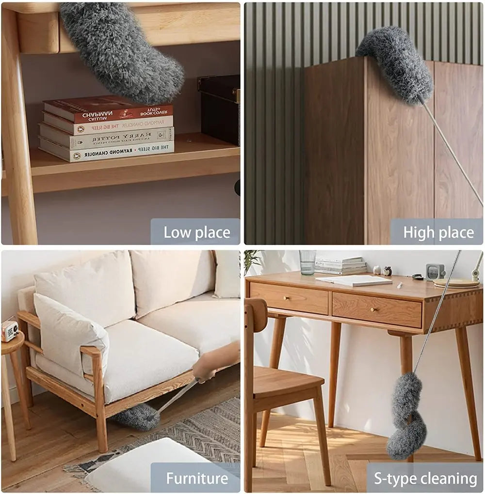 Telescoop stofdoek met extra lange microvezelkop (3 gratis vervangreinigingskoppen)