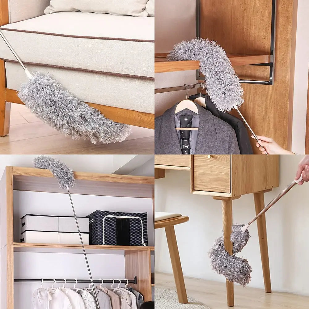 Telescoop stofdoek met extra lange microvezelkop (3 gratis vervangreinigingskoppen)