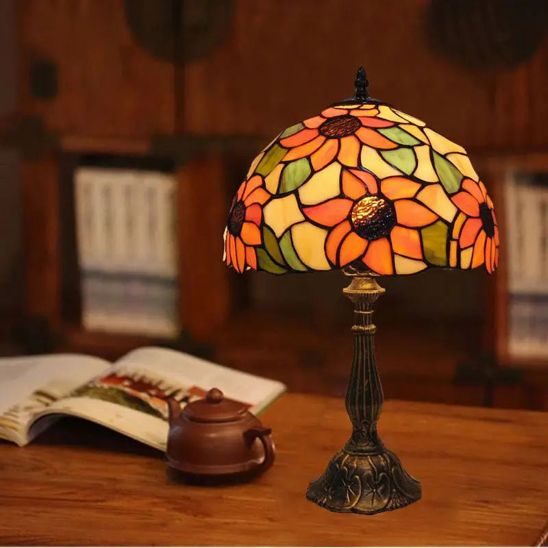 Skanto | Tiffany Bureau Lamp | LED E27 | Kleurvol Handgemaakt Glas