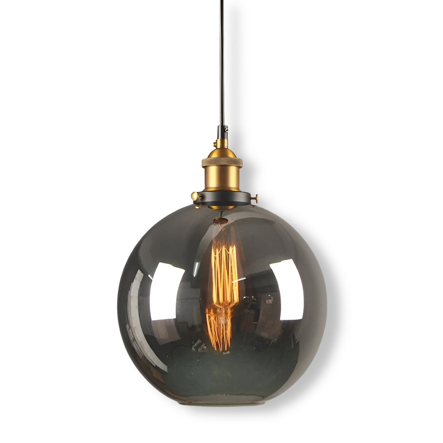 Getint glazen hanglamp met messing fitting