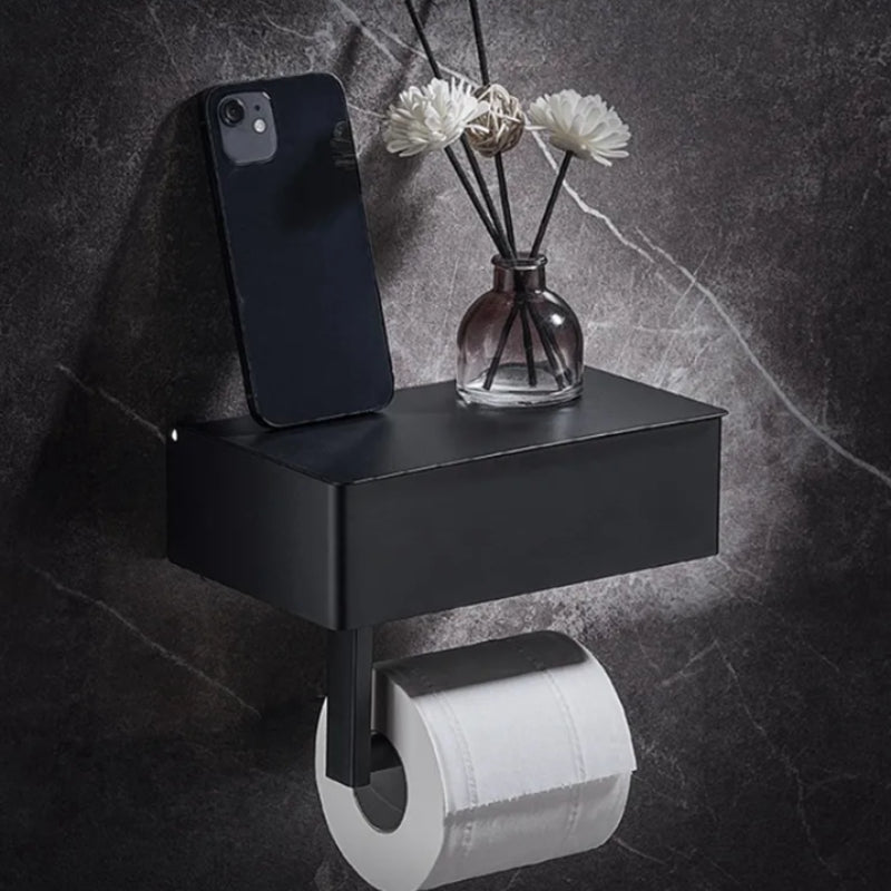 Toiletpapierhouder | Wandhouder met opbergruimte | Boorvrij met box | Rolluxe