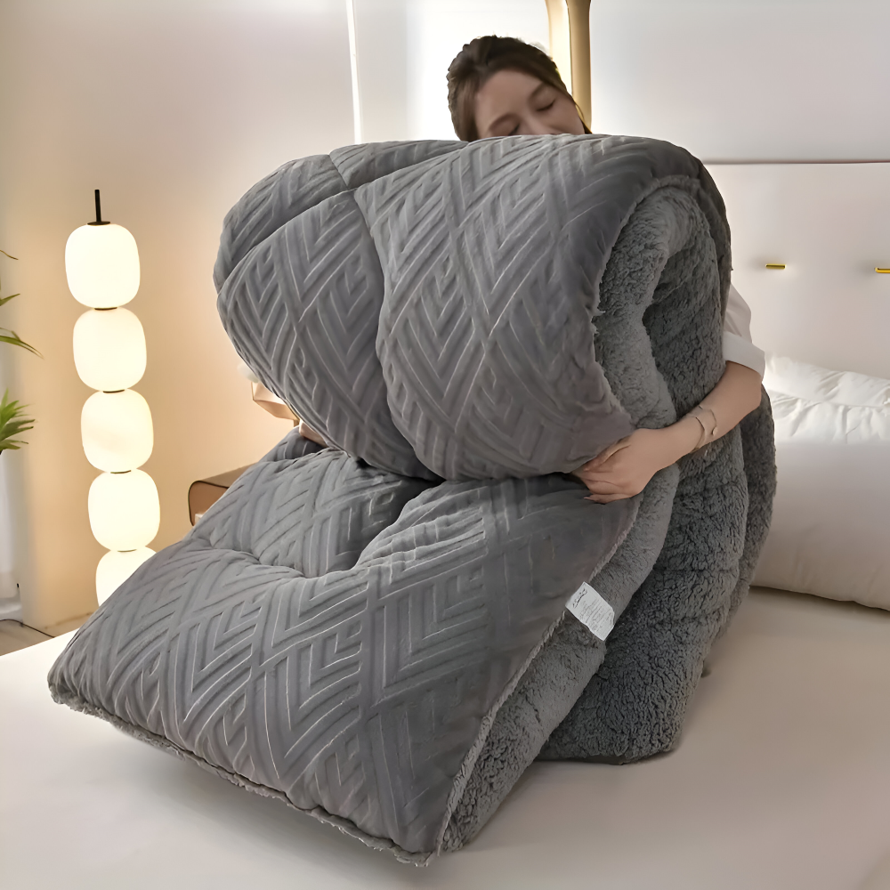 Ultra Fluff Dekbed - Machinewasbaar Dubbelzijdig Pluche Dekbed voor Alle Seizoenen - Stijlvol Fleece Dekbed