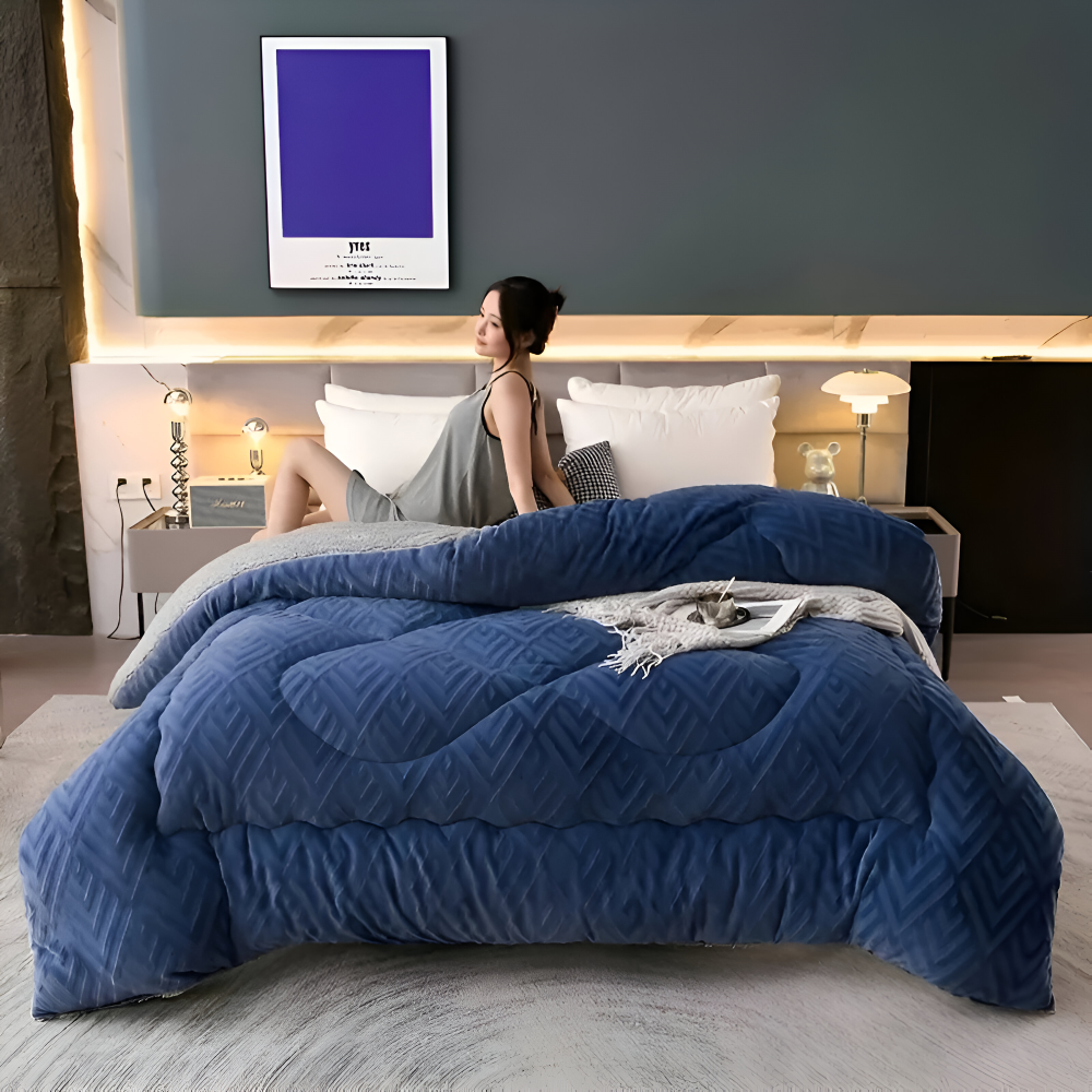 Ultra Fluff Dekbed - Machinewasbaar Dubbelzijdig Pluche Dekbed voor Alle Seizoenen - Stijlvol Fleece Dekbed