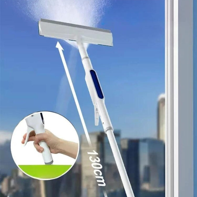 Glazen wisser | Telescopische Spray & Scrub Ervaar een vlekkeloze reiniging met ingebouwde spray en microvezeltechnologie.