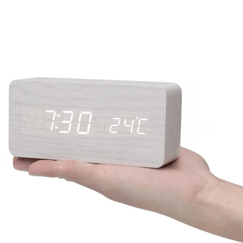 WOODSENSE – LED-houten klok met spraakbediening voor stijlvolle tijdsaanduiding