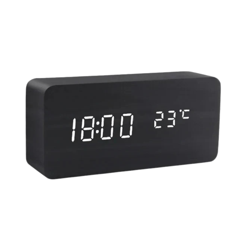 WOODSENSE – LED-houten klok met spraakbediening voor stijlvolle tijdsaanduiding