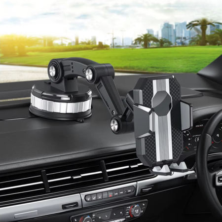 FlexMount Smartphonehouder Auto | Sterke Zuignap | 360° Draaiend | Eenvoudige Eenhandbediening