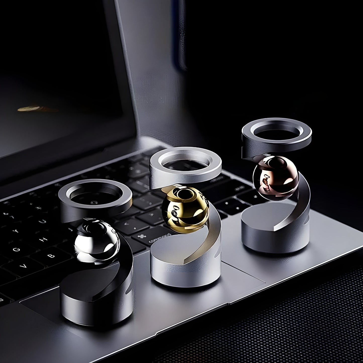 FidgetOrbit – Bureauaccessoire met zwevend gyroscoop voor ontspanning en moderne inrichting