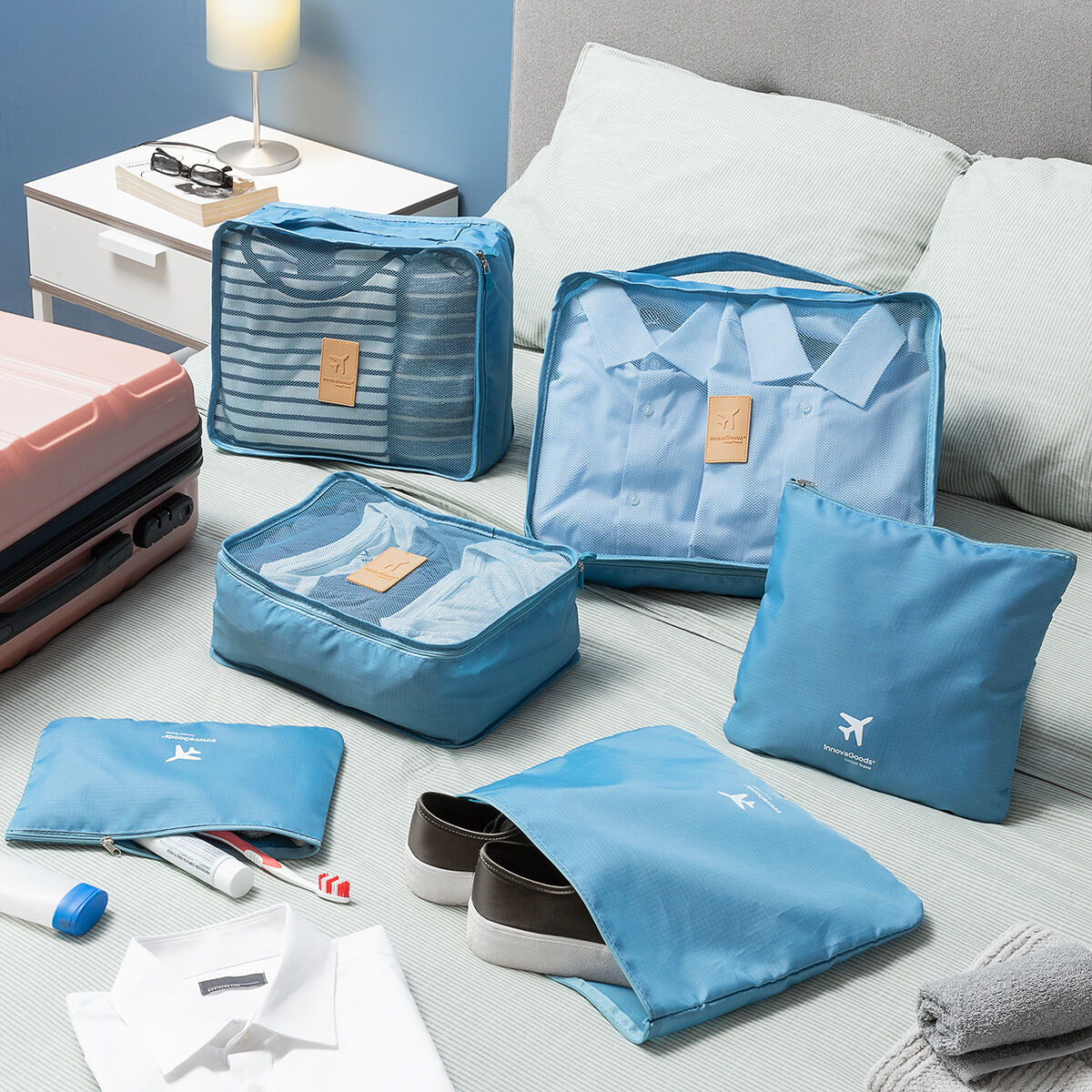 Set opbergtassen voor op reis | Bagage organizers voor kleding en schoenen
