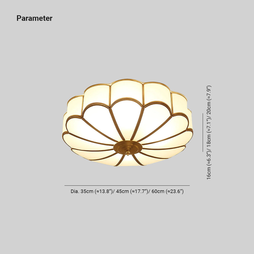 Ulira Plafondlamp Bloemvorm Frosted Glas Messing