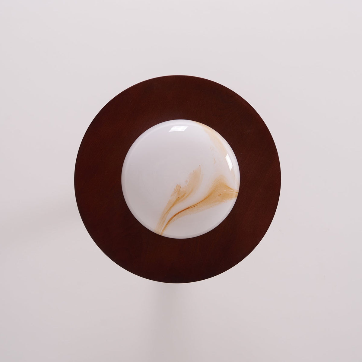 Muto Plafondlamp Walnootkleur & Witte Imitatie Alabaster