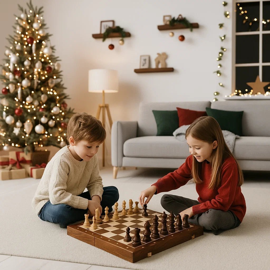 STRATEGIQON – Premium schaakset van hout met klassiek, opvouwbaar walnotenhouten bord