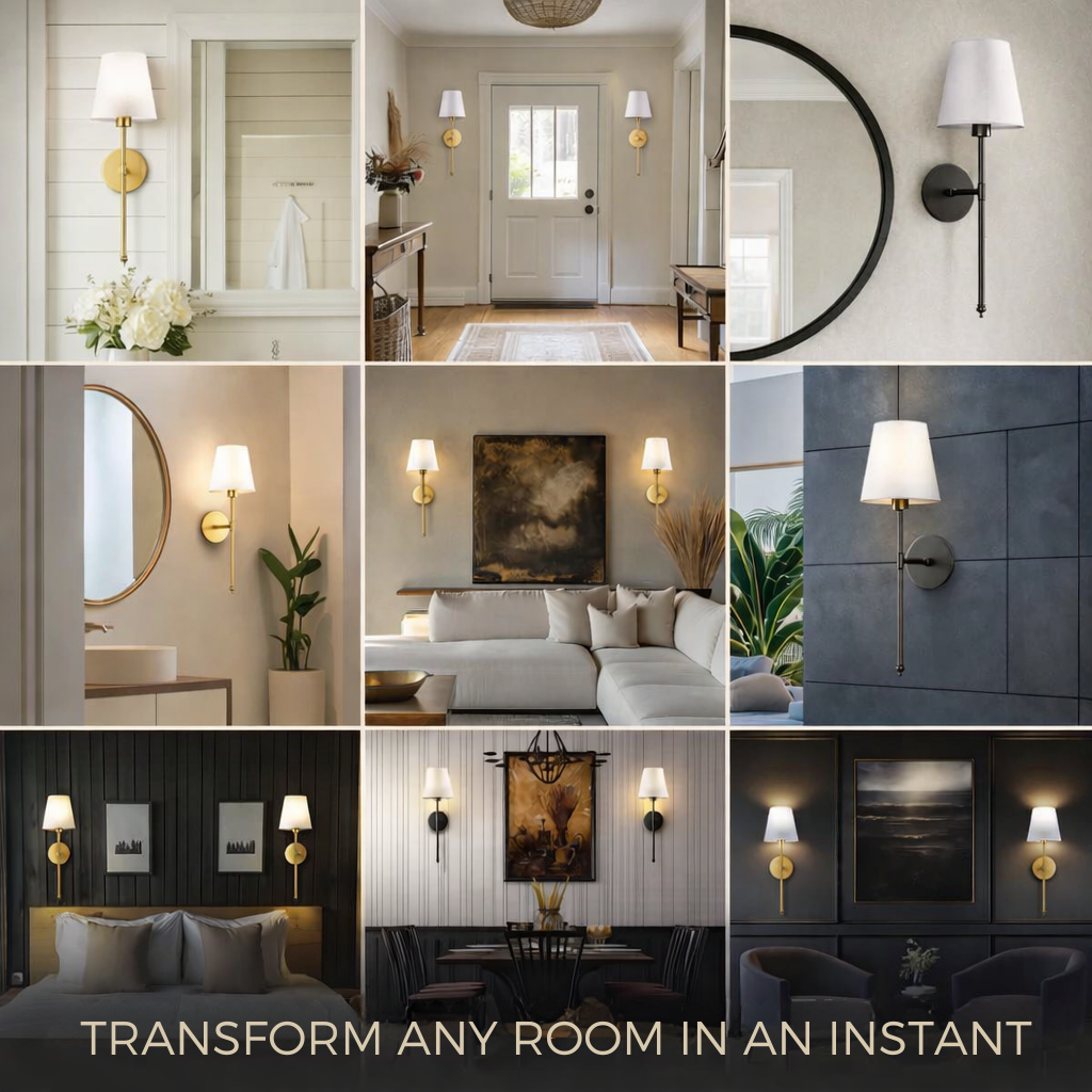 Wandlamp | 3M-kleefmontage | Stoffen lampenkap | 2-pack | LumiStick Duo
