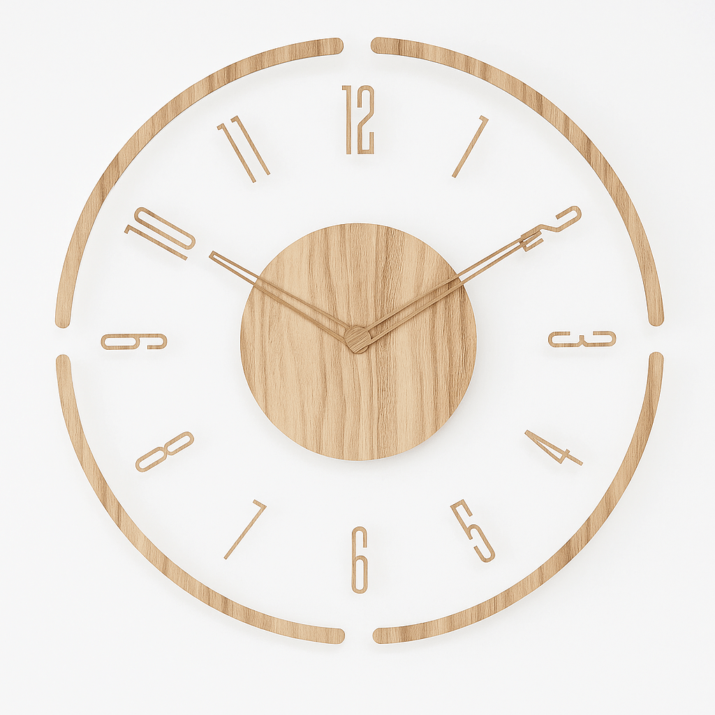 NORDIC CLOCK – Geluidsloze wandklok van hout in minimalistisch design