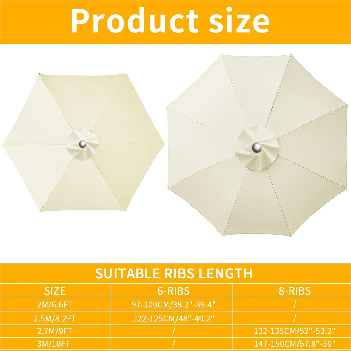 Parasoldoek – Waterafstotend, Met Ventilatieopening & Voor 6 of 8 Spaken