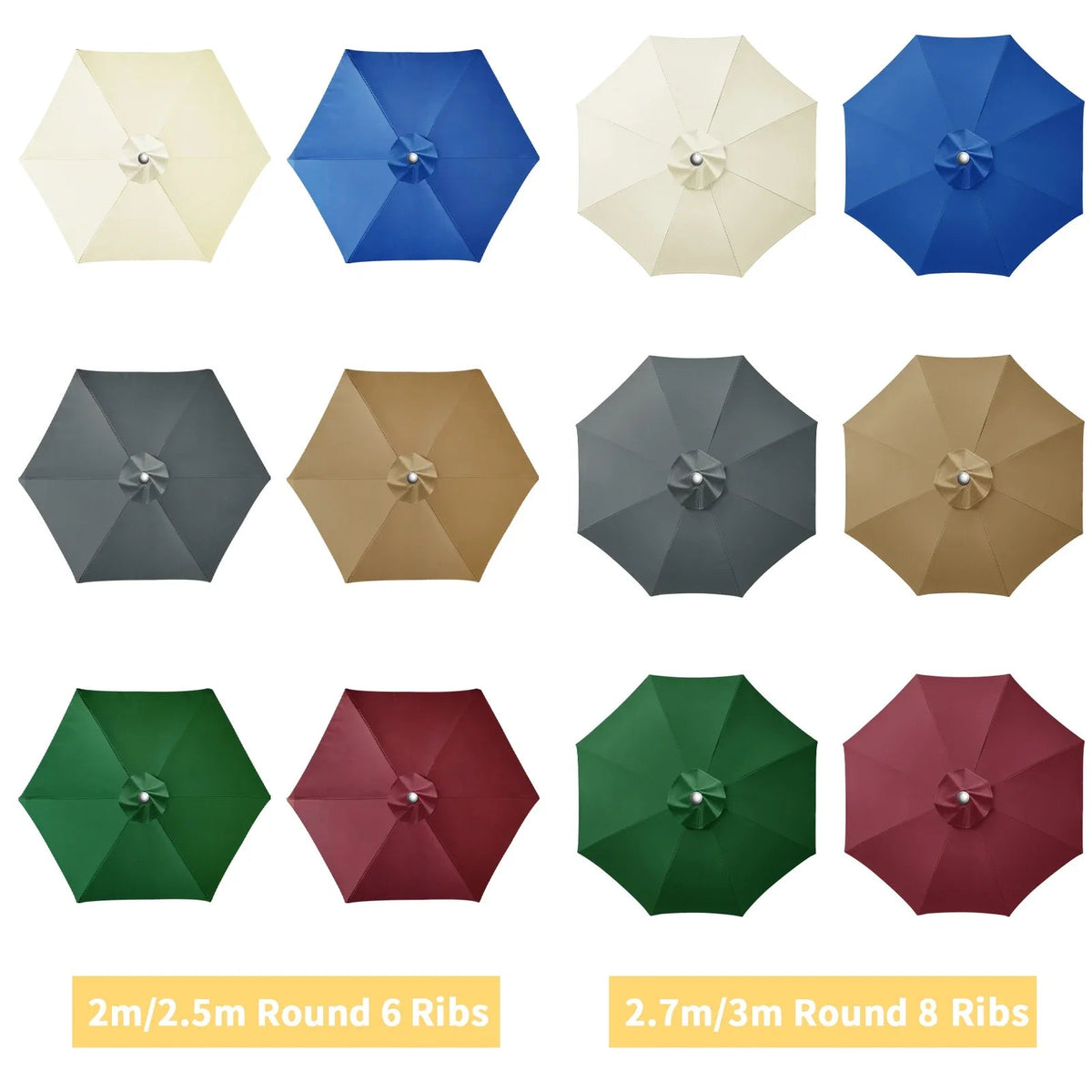 Parasoldoek – Waterafstotend, Met Ventilatieopening & Voor 6 of 8 Spaken