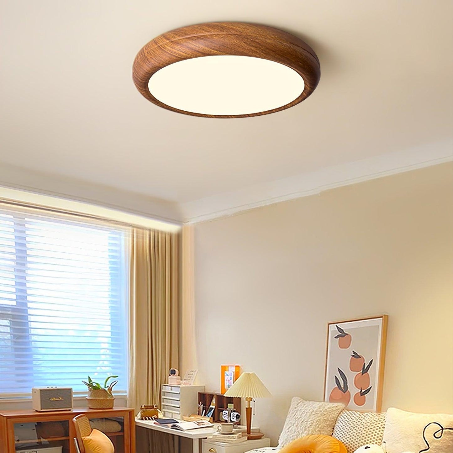 Houten Ronde Plafondlamp