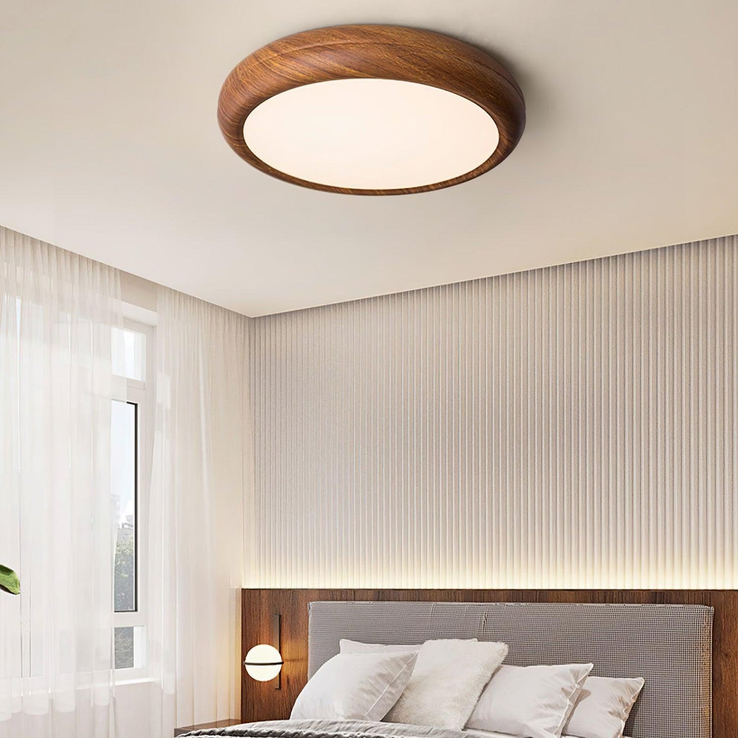 Houten Ronde Plafondlamp