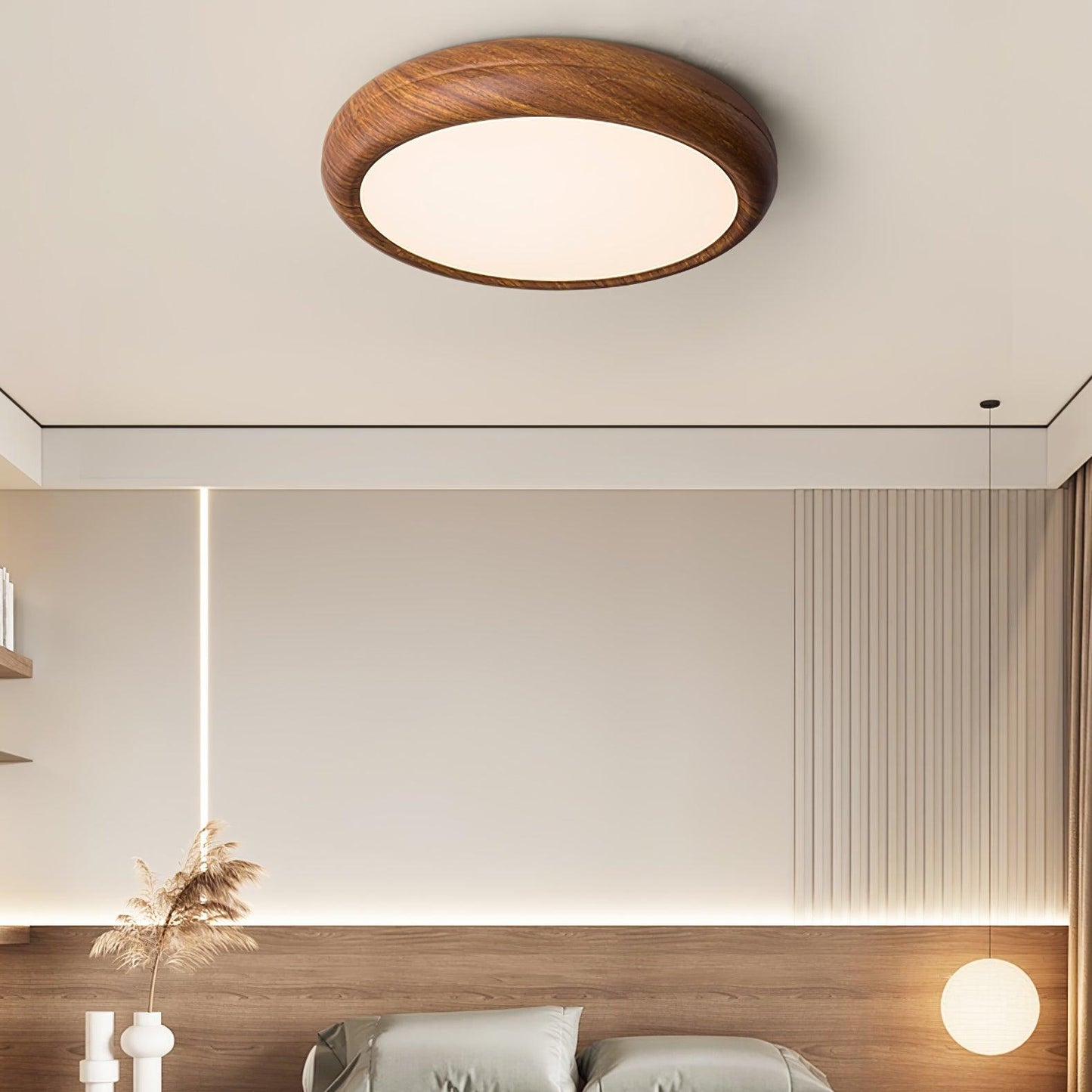 Houten Ronde Plafondlamp