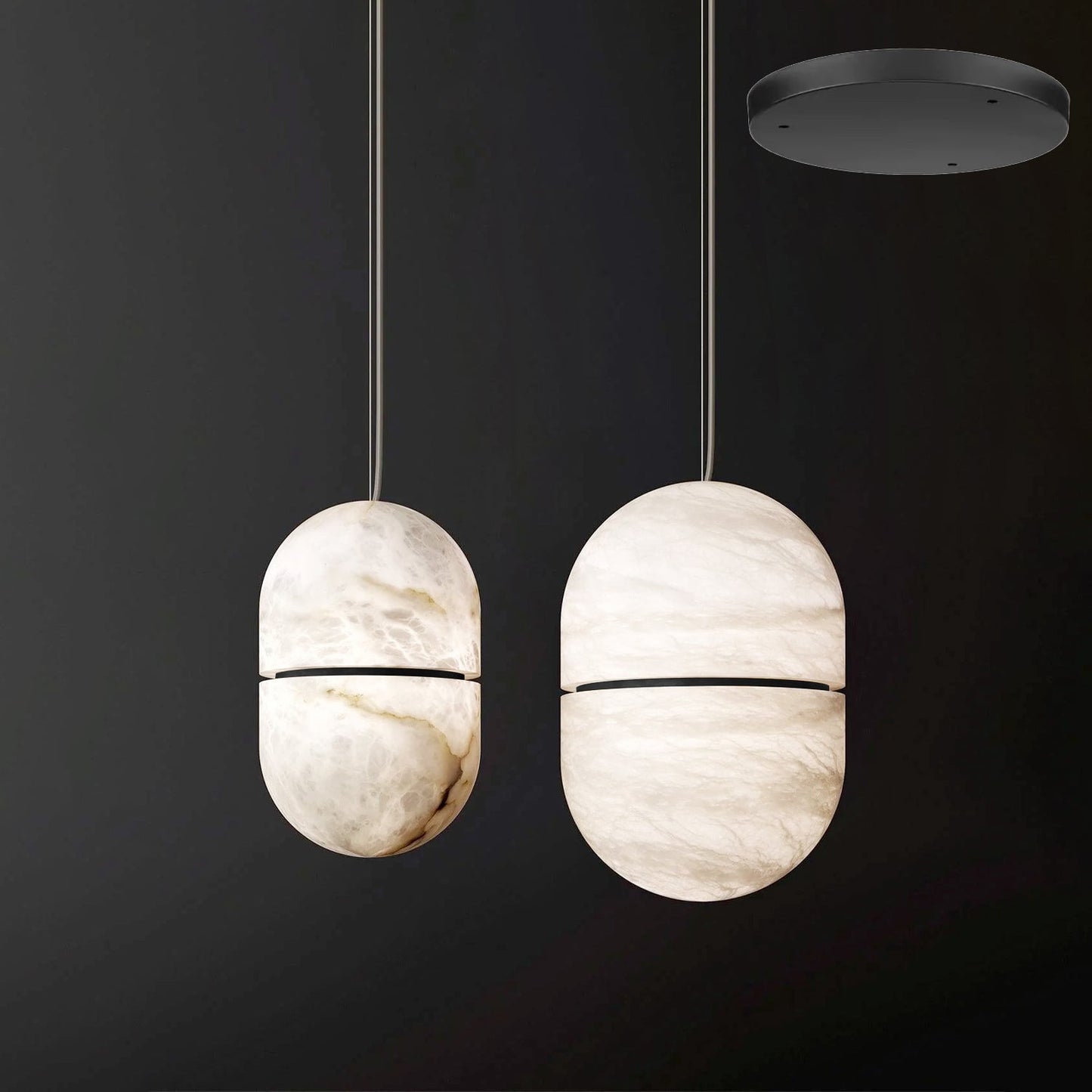 Strata Albast Hanglamp Capsule-Vorm