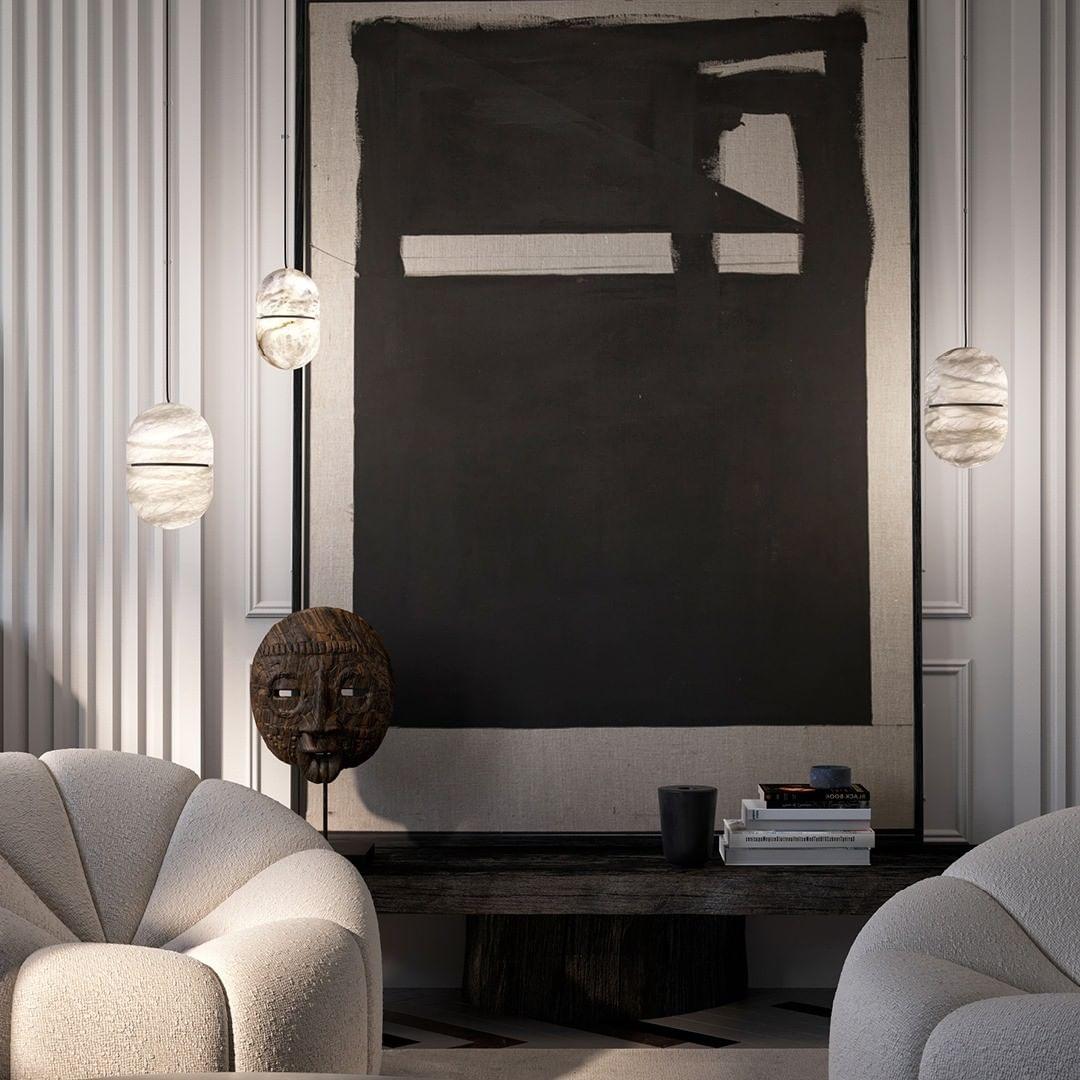 Strata Albast Hanglamp Capsule-Vorm