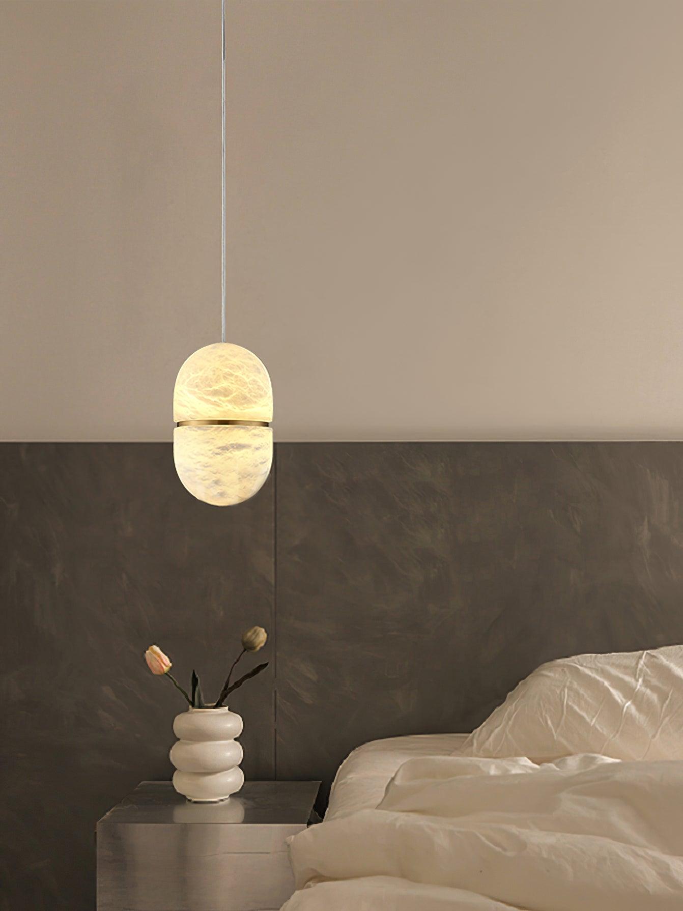 Strata Albast Hanglamp Capsule-Vorm