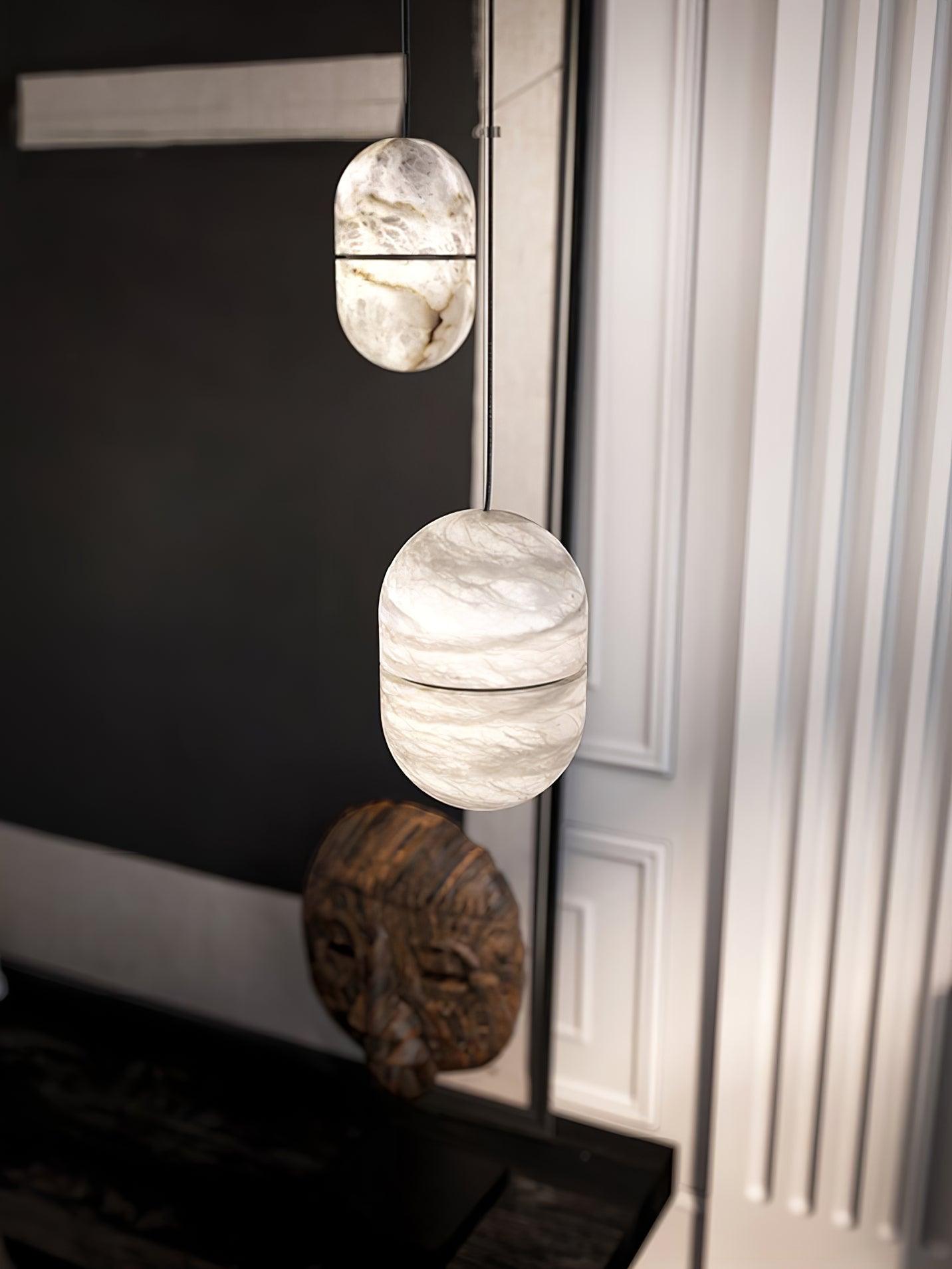Strata Albast Hanglamp Capsule-Vorm