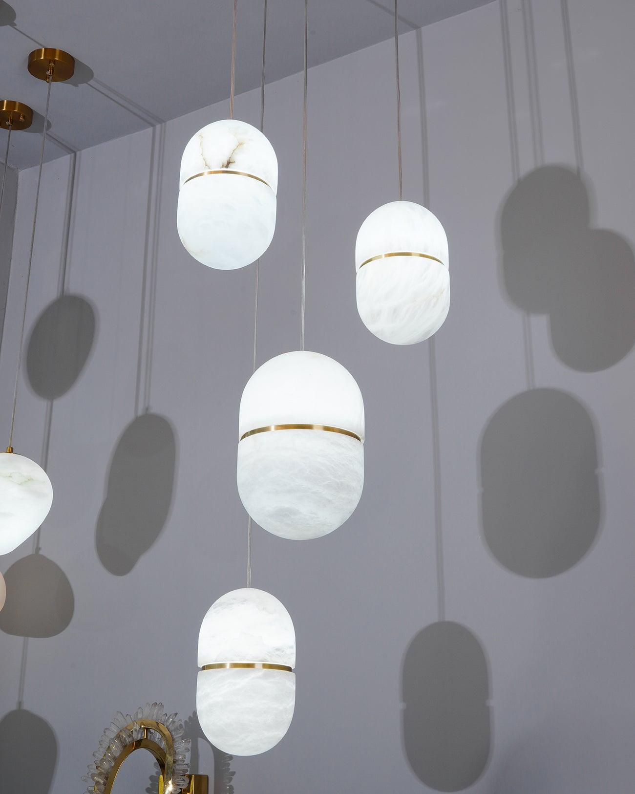 Strata Albast Hanglamp Capsule-Vorm