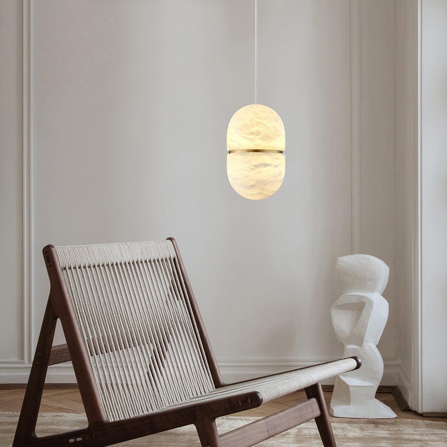 Strata Albast Hanglamp Capsule-Vorm